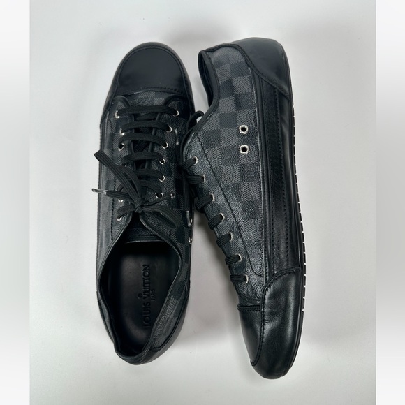 Louis Vuitton Black & Grey Leather Damier Ebene Monogram Sneaker - Picture 14 of 16